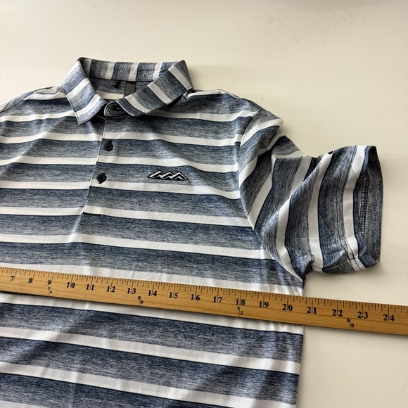 Adidas x Desert Mountain GC Scratched Gray Striped Golf Polo Mens Medium Stretch - Picture 5 of 7